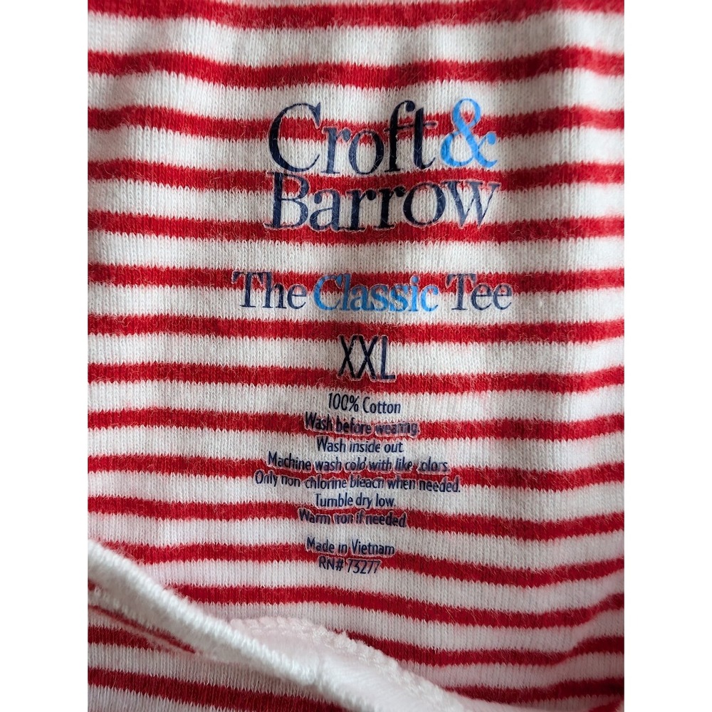 Croft Barrow Size XXL Womens Red White Striped Short Sleeve Cotton‎ Classic Tee - Picture 2 of 7